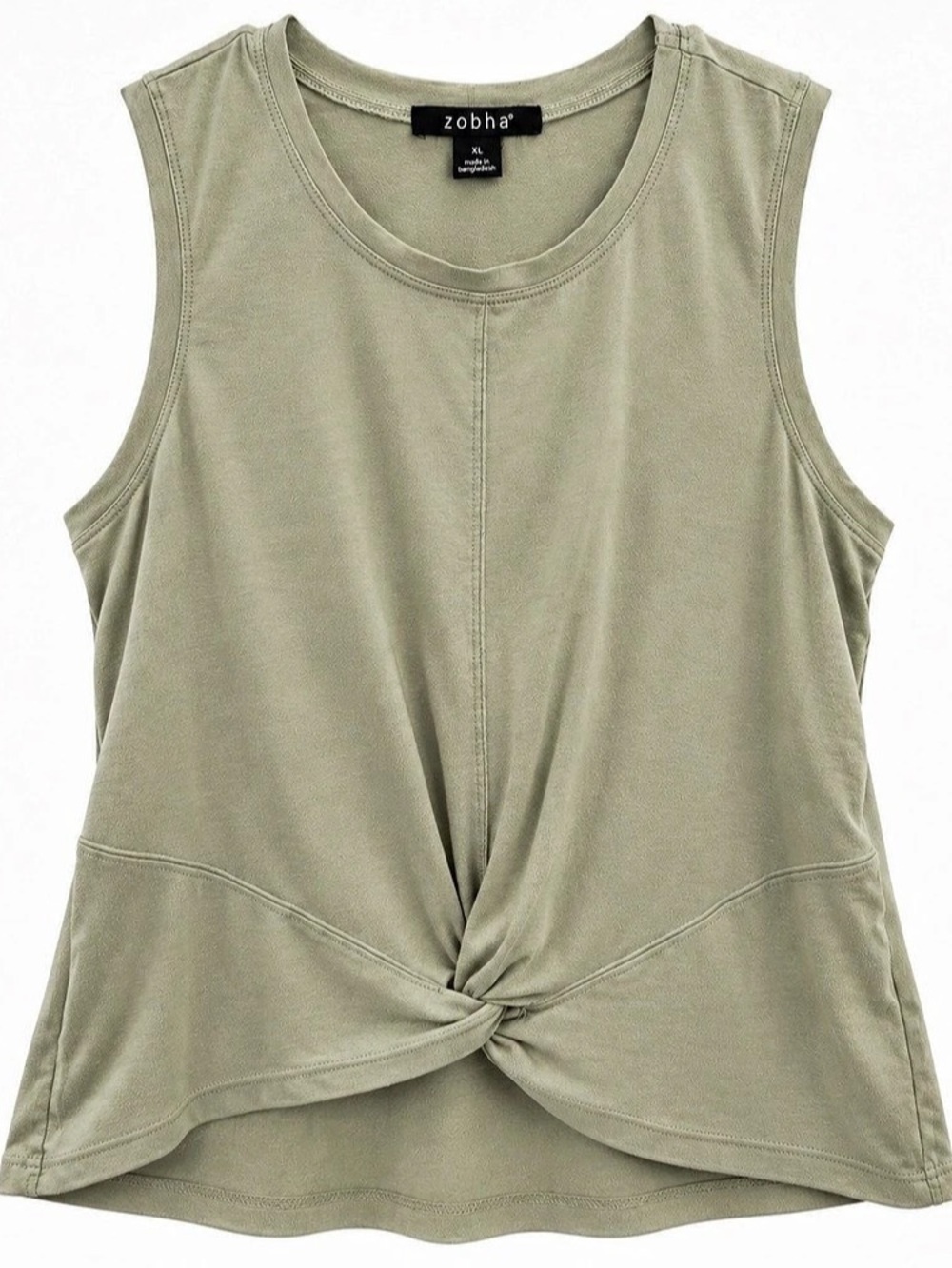 Zobha Light Sage Twist Front Sleeveless Tank Top